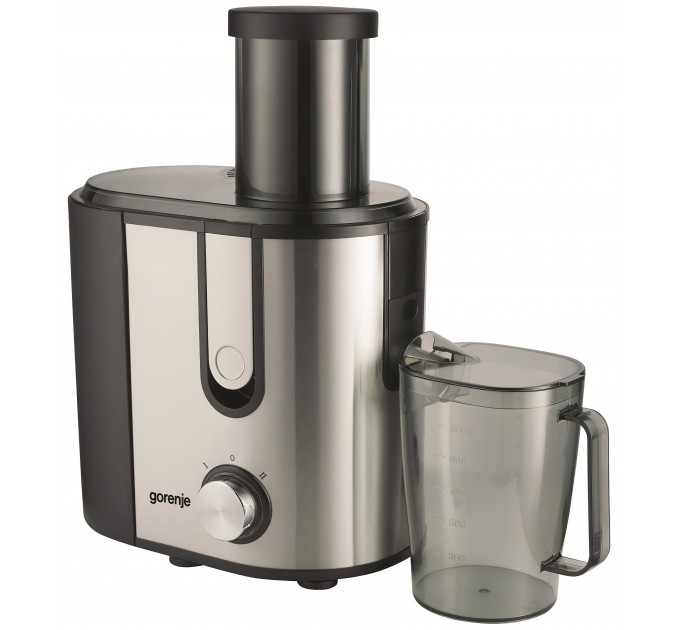 Соковыжималка Gorenje центробежная 900Вт, чаша-1.1л, жмых-1.5л, желоб на целое яблоко, пластик/металл, черный