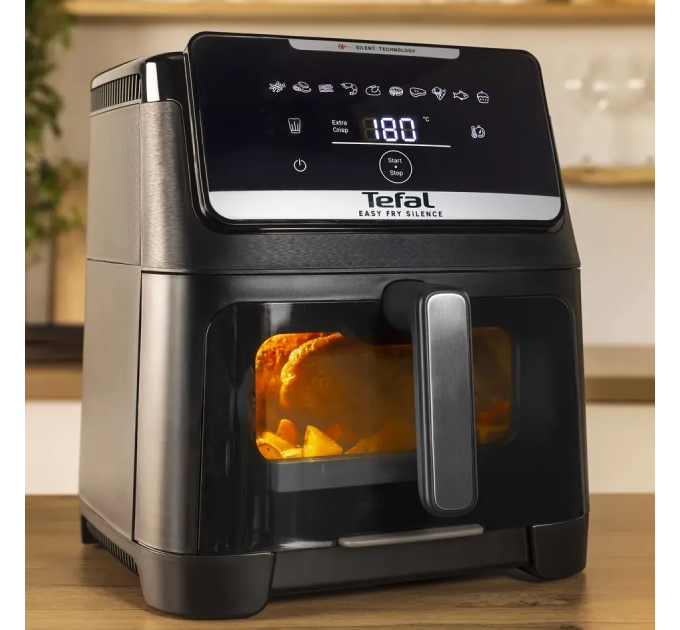 Мультипечь Tefal Easy Fry Silence XXL, 1800Вт, чаша-7л, сенсорное управл., пластик, черный