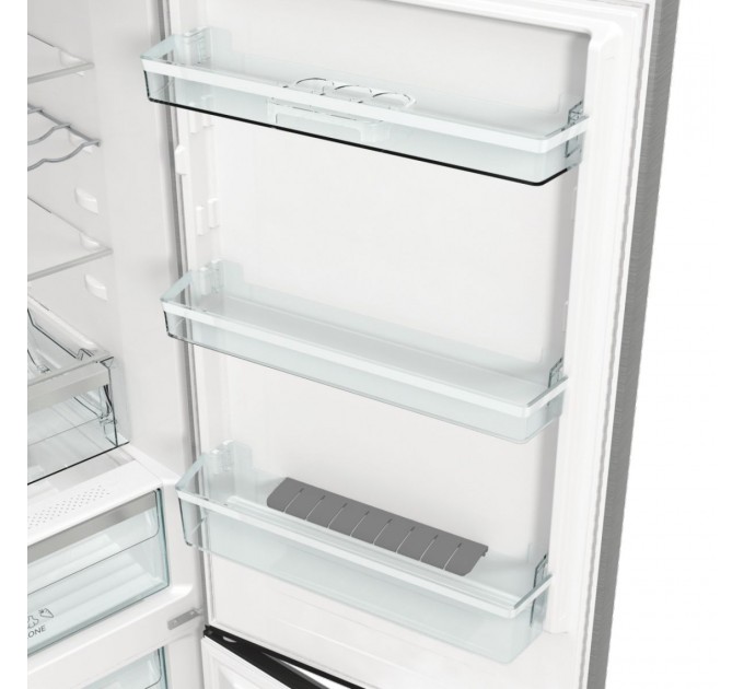 Холодильник з нижн. мороз. камерою Gorenje, 185х60х60см, 2 двері,203(99)л, А++, Total NF, Зона св-ті, Зовн. Диспл, нерж