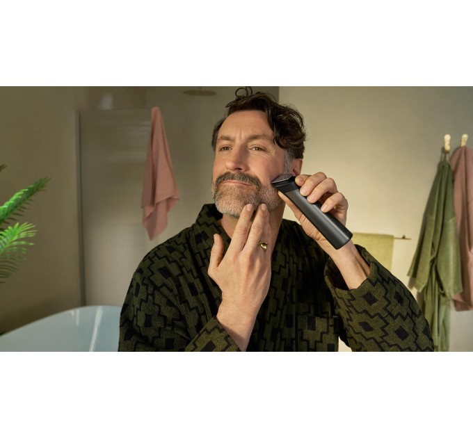 Тример Philips Series 9000, для обличчя, голови, тіла, акум., насадок-15, OneBlade в компл., сталь, сірий