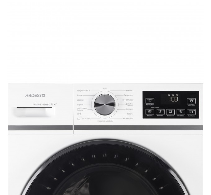 Пральна машина ARDESTO фронтальна Black Mars, 6кг, 1200, А++, 45см, дисплей, пара, білий