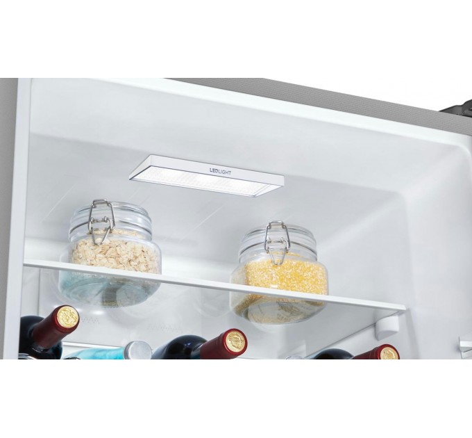 Холодильник Gorenje з нижн. мороз. камерою, 185х60х60см, 2 дв., Х- 207л, М- 93л, A++, NoFrost Plus, Fresh zone, Зовн. Диспл, сірий