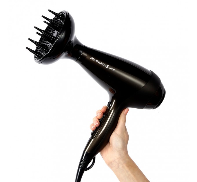 Фен Remington Silk, 2400Вт, 3 режими, дифузор, іоніз-я, хол. обдув, коричневий