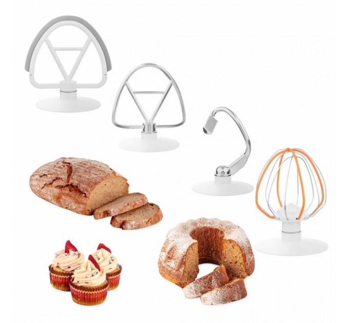 Кухонна машина Sencor 1200Вт, чаша-метал, корпус-пластик, насадок-19, коричнево-білий