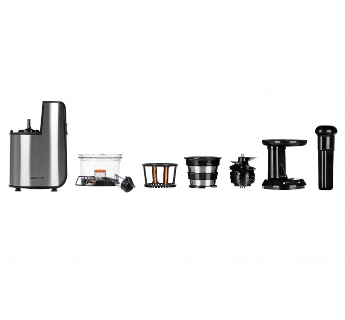 Соковыжималка ARDESTO шнековая 200Вт, чаша-0.6л, жмых-0.6л, пластик/металл, серебристо-черный