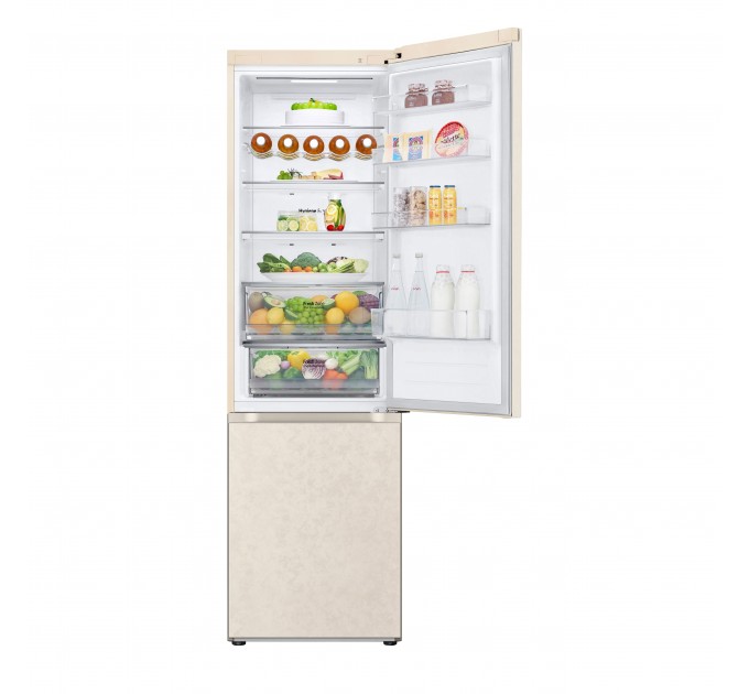 Холодильник LG с нижн. мороз., 203x60х68, холод.отд.-277л, мороз.отд.-110л, 2дв., E, NF, инв., диспл внешн., зона св-ти, бежевый