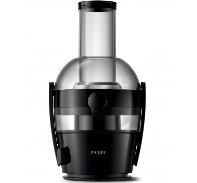 Соковитискач Philips Viva Collection відцентрований 800Вт, чаша-2л, жмих-1.2л, жолоб на ціле яблуко, пластик, чорний