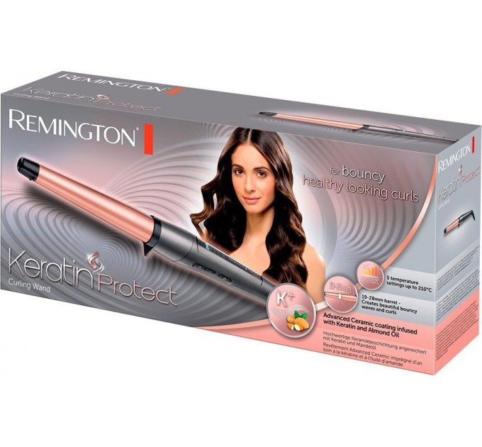 Плойка Remington Keratin Protect конусная , 48Вт, темп.режимов-5, D-19-28mm, 150-210С, керамика, серебристый