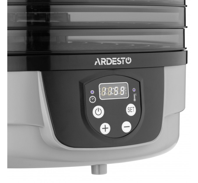 Сушка для продуктов ARDESTO FDB-532TTC, 250Вт, поддонов -5x3см, диаметр-32см, макс-70°С, таймер, электр. управление, пластик, белый