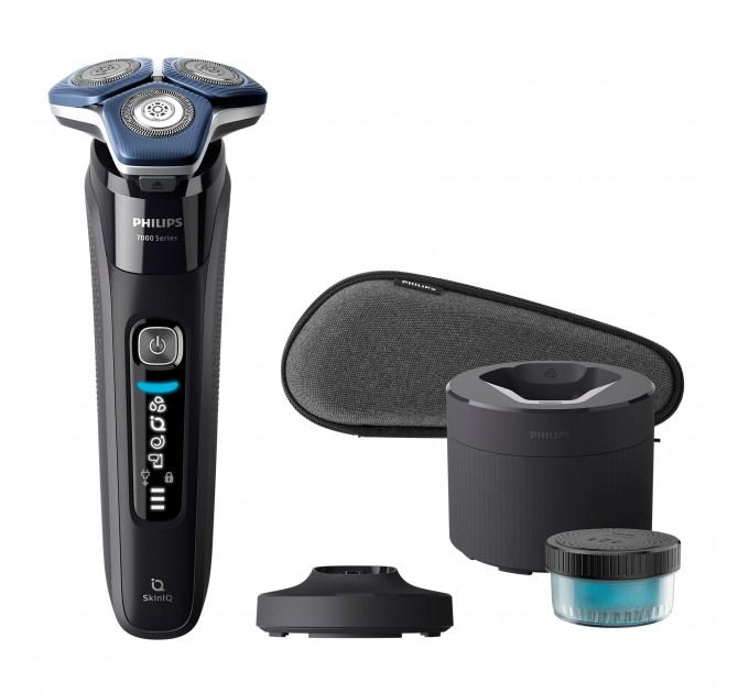 Бритва електр. Philips Series 7000 роторная, бритв.головок-3, Li-Ion, сух.+влажн., триммер, индикат. заряда, триммер, чехол, синий