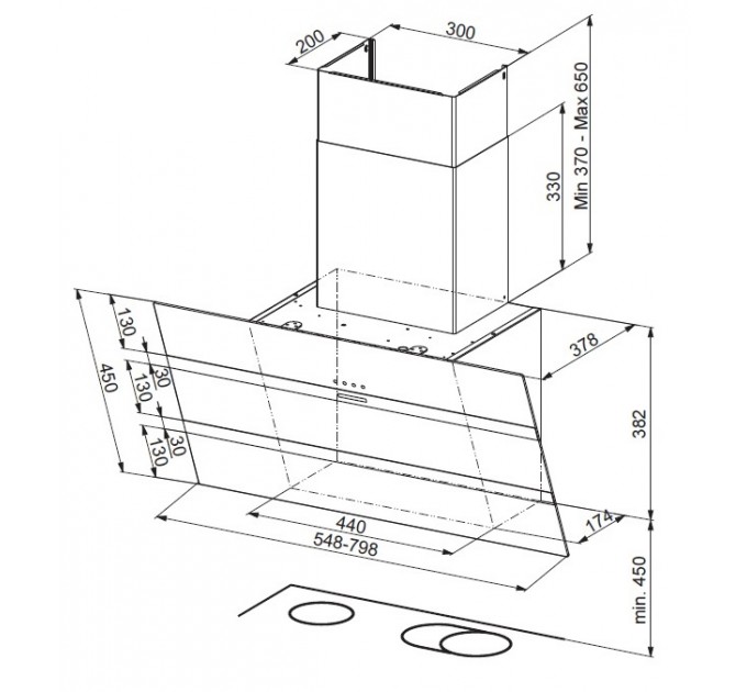 Вытяжка Faber наклонная, 80см, 1219м.куб/ч, Steelmax Ev8 Led Bk A80, черный/нерж