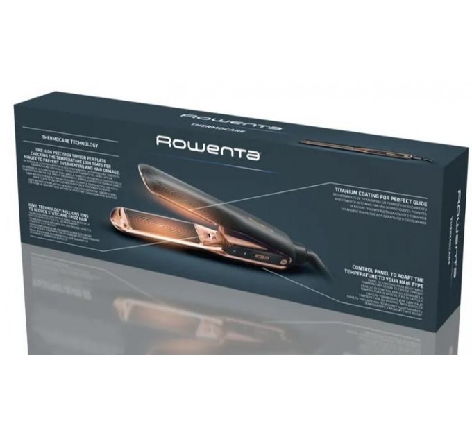 Випрямитель Rowenta Thermocare Ultimate Experience, темп.режимов-5, 150-210С, дисплей, керамика, черно-золотой