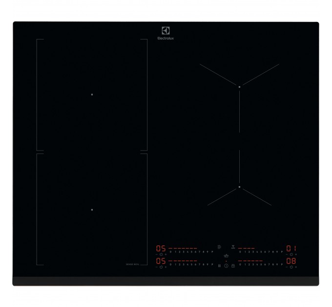 Варочная поверхность Electrolux индукционная, 60см, расширенная зона, датчик кипения, Hob2Hood, черный