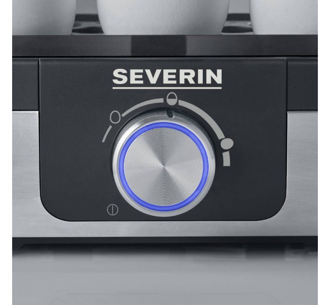 Яйцеварка Severin 420Вт, механічне керування, на 6 яєць, звуков., сигнал, пластик, сіро-чорний
