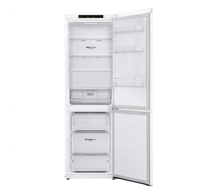 Холодильник LG з нижн. мороз., 186x60х68, холод.відд.-234л, мороз.відд.-107л, 2дв., E, NF, інв., диспл внутр., зона св-ті, білий