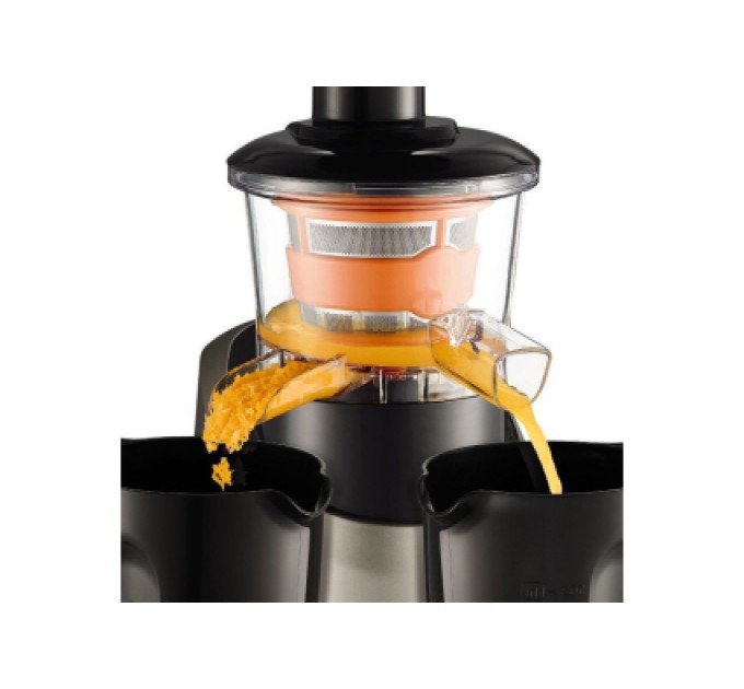 Соковитискач Tefal Infiny Press шнекова 200Вт, чаша-0.8л, жмих-0.8л, пластик, чорно-сірий