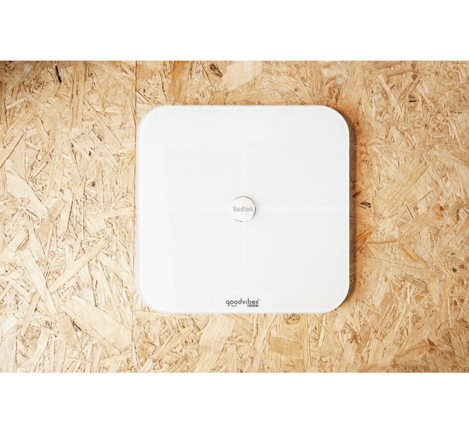 Ваги Tefal підлогові Goodvibes Sport, 180кг, Bluetooth, 4xAAA в комплекті, скло, білий