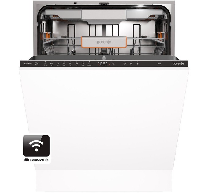 Посудомоечная машина Gorenje встраиваемая, 16компл., A+++, 60см, инвертор, Wi-Fi, AquaStop, сенсорное упр, 3 корзины, белый