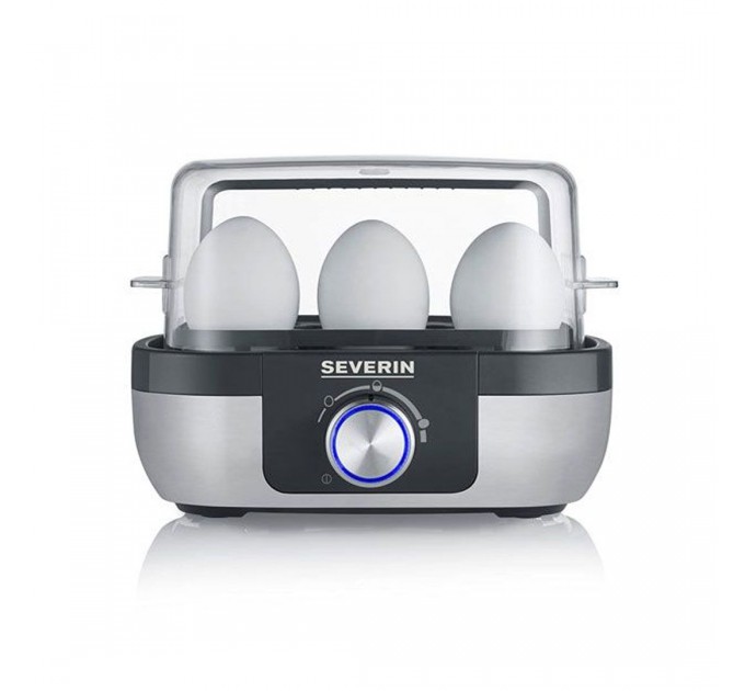 Яйцеварка Severin 420Вт, механічне керування, на 6 яєць, звуков., сигнал, пластик, сіро-чорний