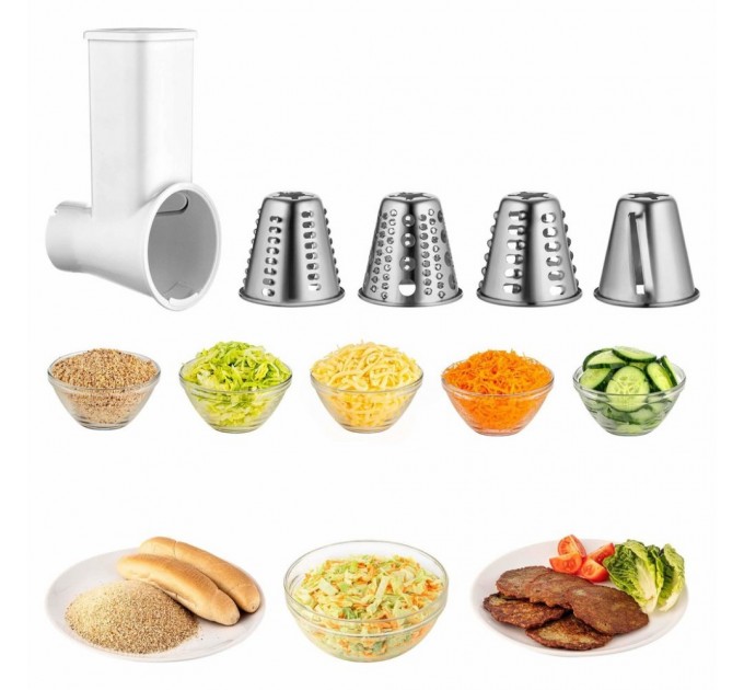 Кухонна машина Sencor 1200Вт, чаша-метал, корпус-пластик, насадок-19, коричнево-білий