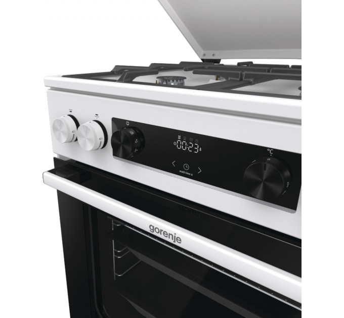 Плита Gorenje комби, 71л, 60x60см, дисплей, IconLed, чугун, белый