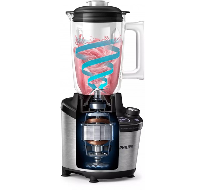 Блендер PHILIPS стационарный 1500Вт, чаша-2000мл, стекло, черный