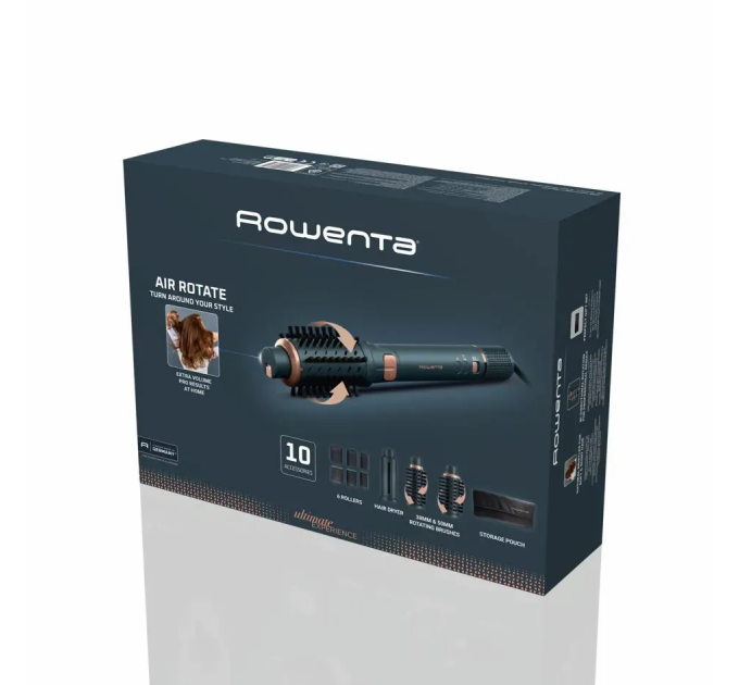 Фен-щетка Rowenta Air Rotate, 1300Вт, режимов-4, иониз-я, хол. обдув, функция фена, керамика, черный