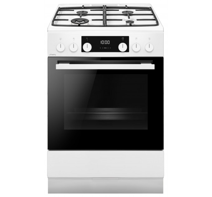 Плита Hansa комби, 77л, 60x60см, дисплей, конвекция, чугун, белый