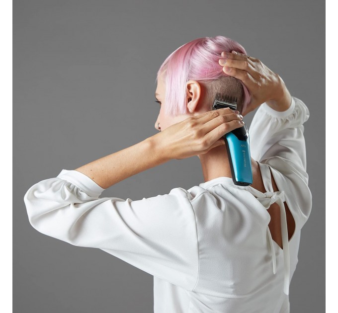 Машинка для стрижки Remington Power X Series X5, мережа+акум., роторний мотор, насадок-4, сталь, чорно-бірюзовий