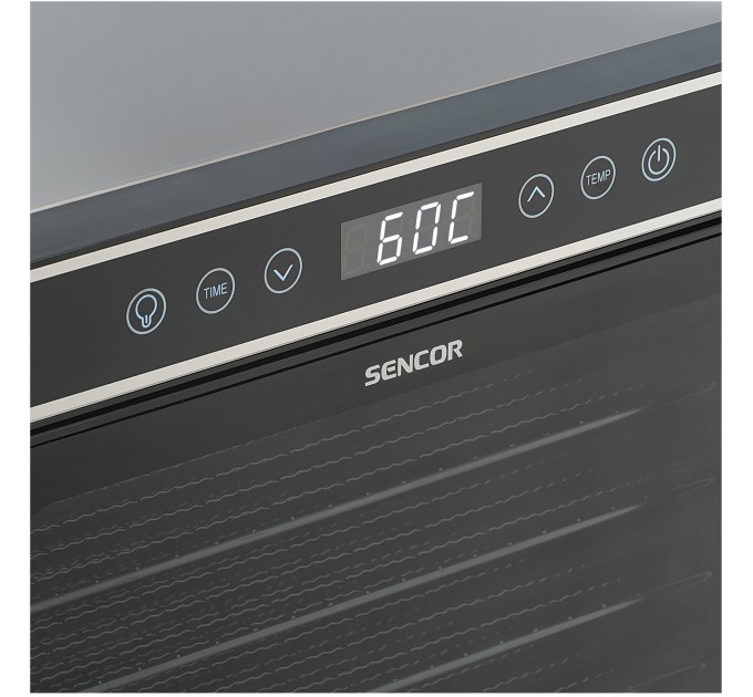 Сушка для продуктов Sencor 600Вт, поддонов - 7x2.8см, диаметр - 30см, электр. управление, металл, черный