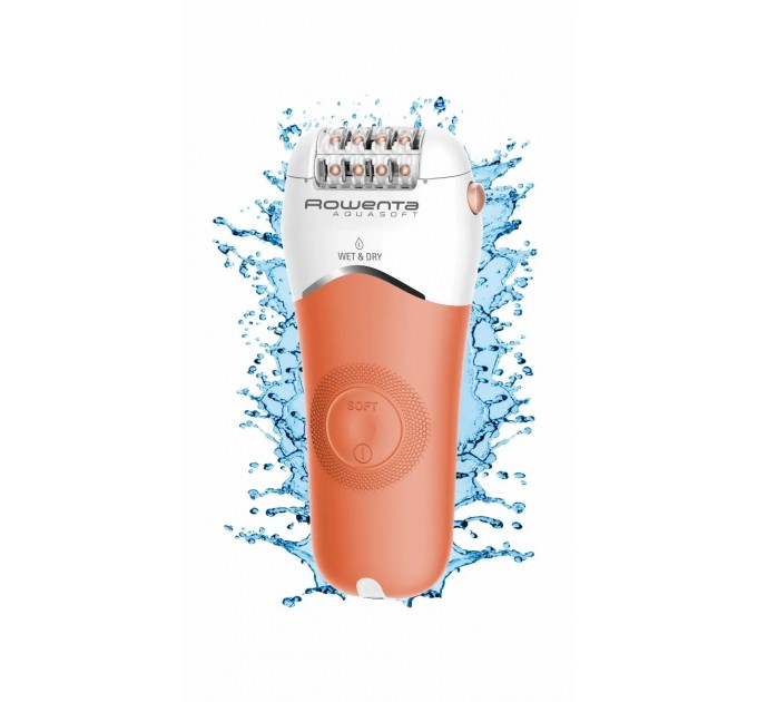 Епілятор Rowenta Aquasoft Wet&Dry пінцетний, акумуляторний , пінцет.-24, волог.+сух., насадок-3, кораловий
