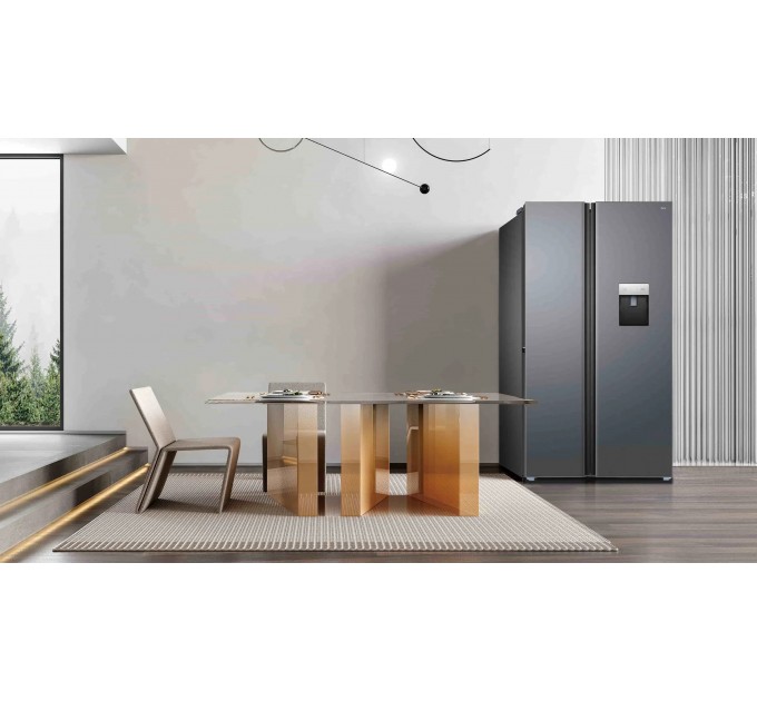 Холодильник TCL SBS, 177х92х63см, холод.отд.-322л, мороз.отд.-156л, 2дв., A++, NF, инв., диспл внешн., зона св-ти, диспенсер, нерж