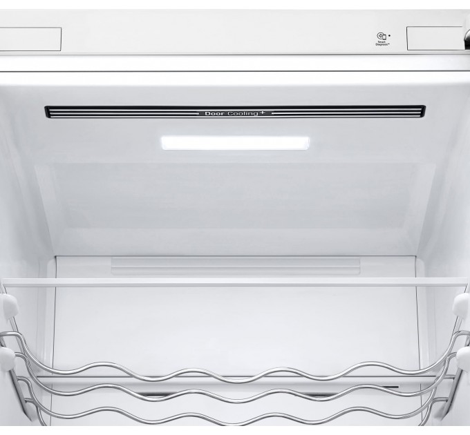 Холодильник LG с нижн. мороз., 203x60х68, холод.отд.-277л, мороз.отд.-107л, 2дв., А++, NF, инв., диспл внешн., Fresh Сonverter, белый