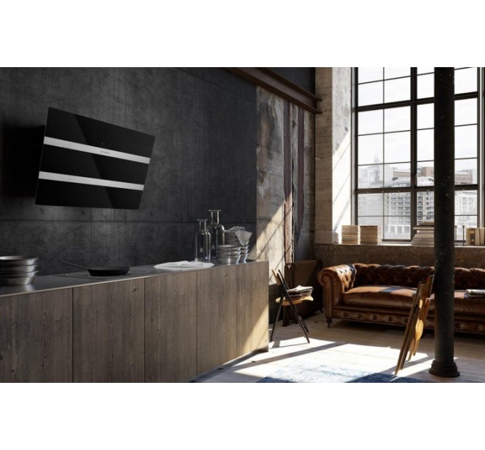 Вытяжка Faber наклонная, 80см, 1219м.куб/ч, Steelmax Ev8 Led Bk A80, черный/нерж