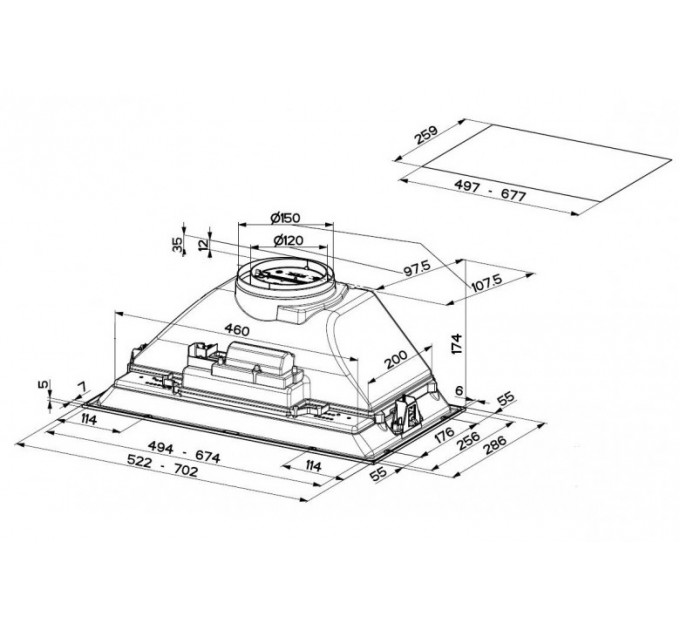 Витяжка Faber вбудована, 70см, 651м.куб/год, Inka Ich Ss A70 (I.Smart Hcs), нерж