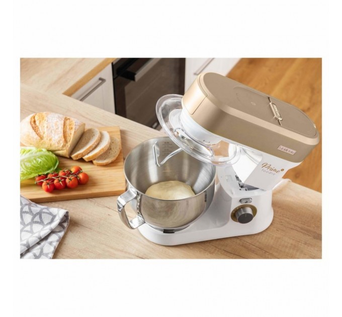 Кухонна машина Sencor 1200Вт, чаша-метал, корпус-пластик, насадок-19, коричнево-білий