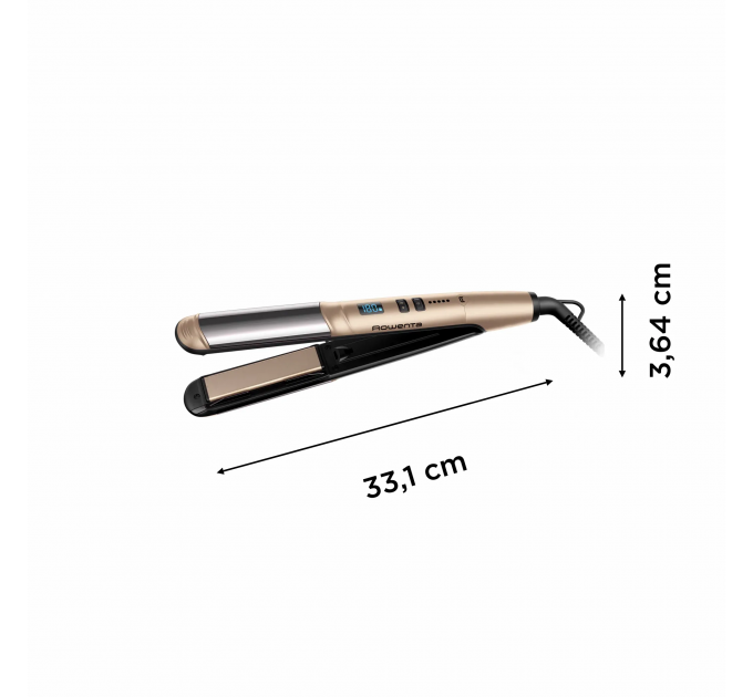 Випрямляч Rowenta Glam & Shine 2в1, темп.режимів-8, 140-210С, дисплей, кераміка, золотий