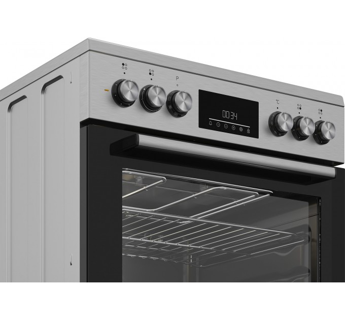 Плита Beko электрическая стеклокерамическая, 66л, 60x60см, дисплей, конвекция, нерж