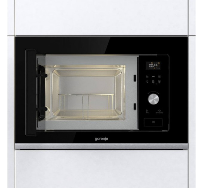 Микроволновая печь Gorenje встраиваемая, 20л, электр. управл., 800Вт, гриль, дисплей, черный