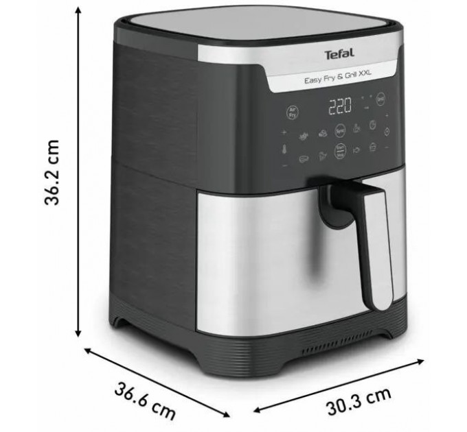 Мультипіч Tefal EasyFry&Grill XXL, 1830Вт, чаша-6.5л, сенсорне керув., 8 програм, пластик, чорно-сірий