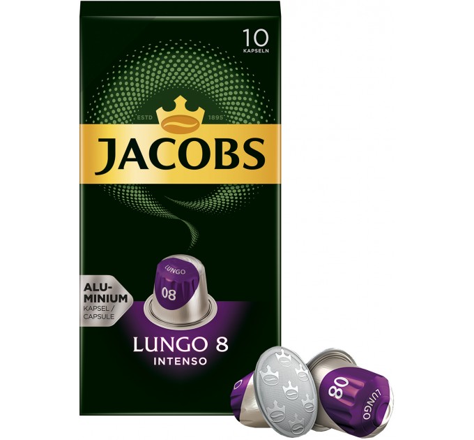 Кава Jacobs  капсули, Lungo Intenso, купаж арабіка/робуста, 10шт, Nespresso