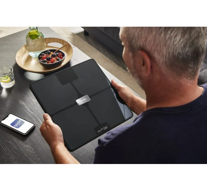 Весы Tefal напольные Body Fat Goodvibes Health, 180кг, BT, 1 х Li-ion, скло, чорний