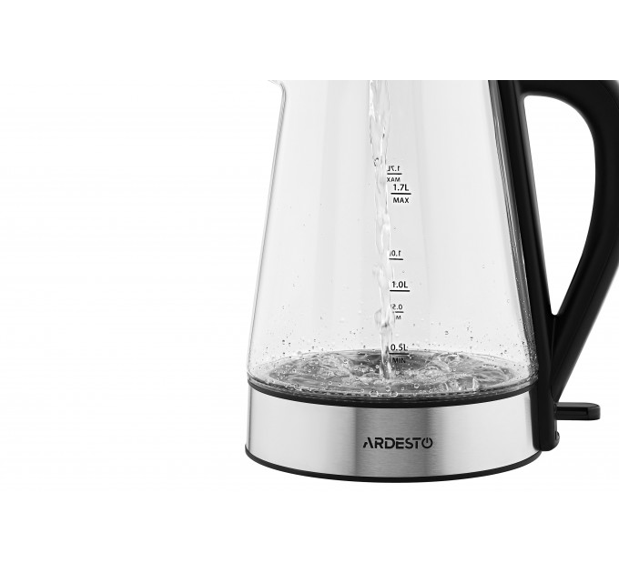 Электрочайник ARDESTO 1.7л, Strix, стекло, чёрный