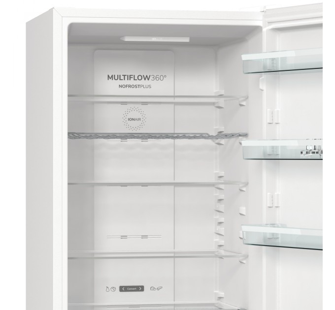 Холодильник с нижн. мороз. камерой Gorenje NRK6202AW4, 200х60х60см, 2 дв., 235(96)л, А++, Total NF , Зона св-ти, Внешн.диспл, бе