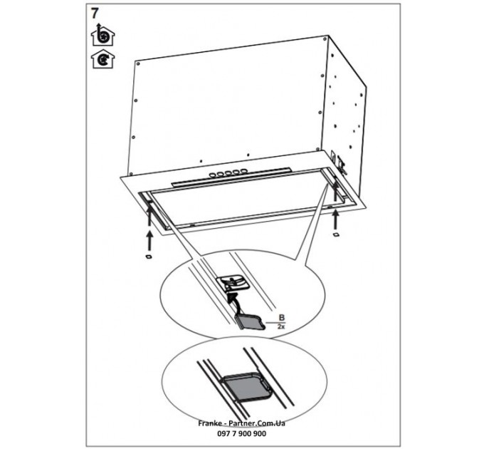 Вытяжка Franke встраиваемая 70см, 1120м.куб/ч, Box Flush Evo FBFE XS A70, нерж