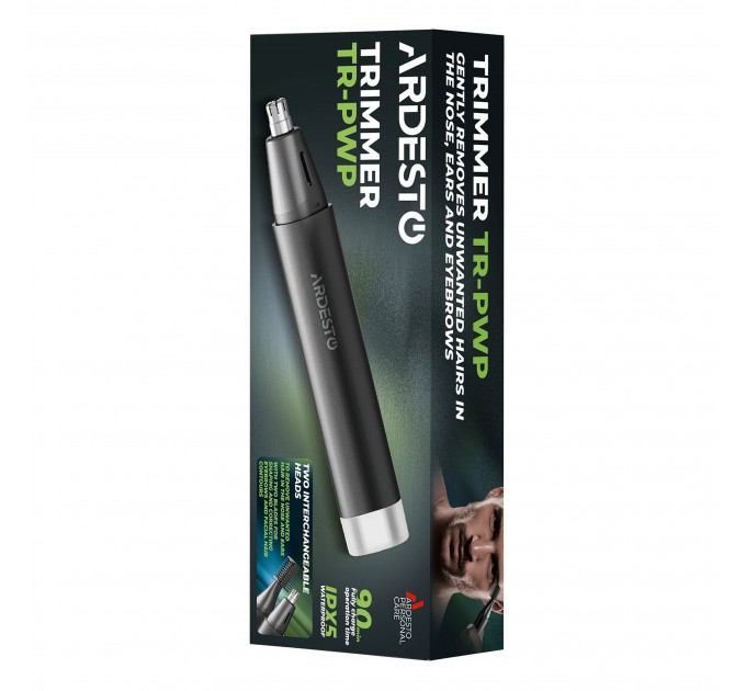 Триммер ARDESTO TR-PWP, для носа и ушей, сталь, USB-C > USB-A, черный