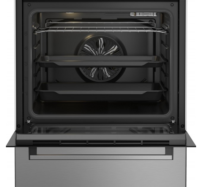 Плита Beko электрическая стеклокерамическая, 66л, 60x60см, дисплей, конвекция, нерж