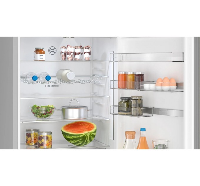 Холодильник Bosch с нижн. мороз., 203x70x67, xолод.отд.-310л, мороз.отд.-120л, 2дв., А++, NF, дисплей, нерж