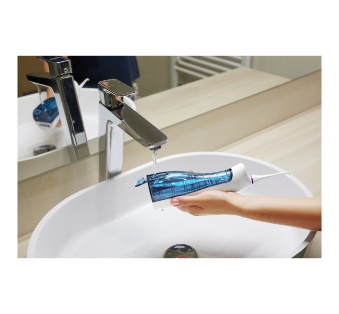 Ирригатор Sencor портативний, чаша 150 мл, Li-ion аккум. в компл., чехол, 10 насадок, белый