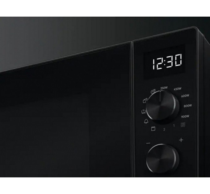 Мікрохвильова піч Electrolux, 25л, мех. керування, 900Вт, гриль, дисплей, інвертор, чорний